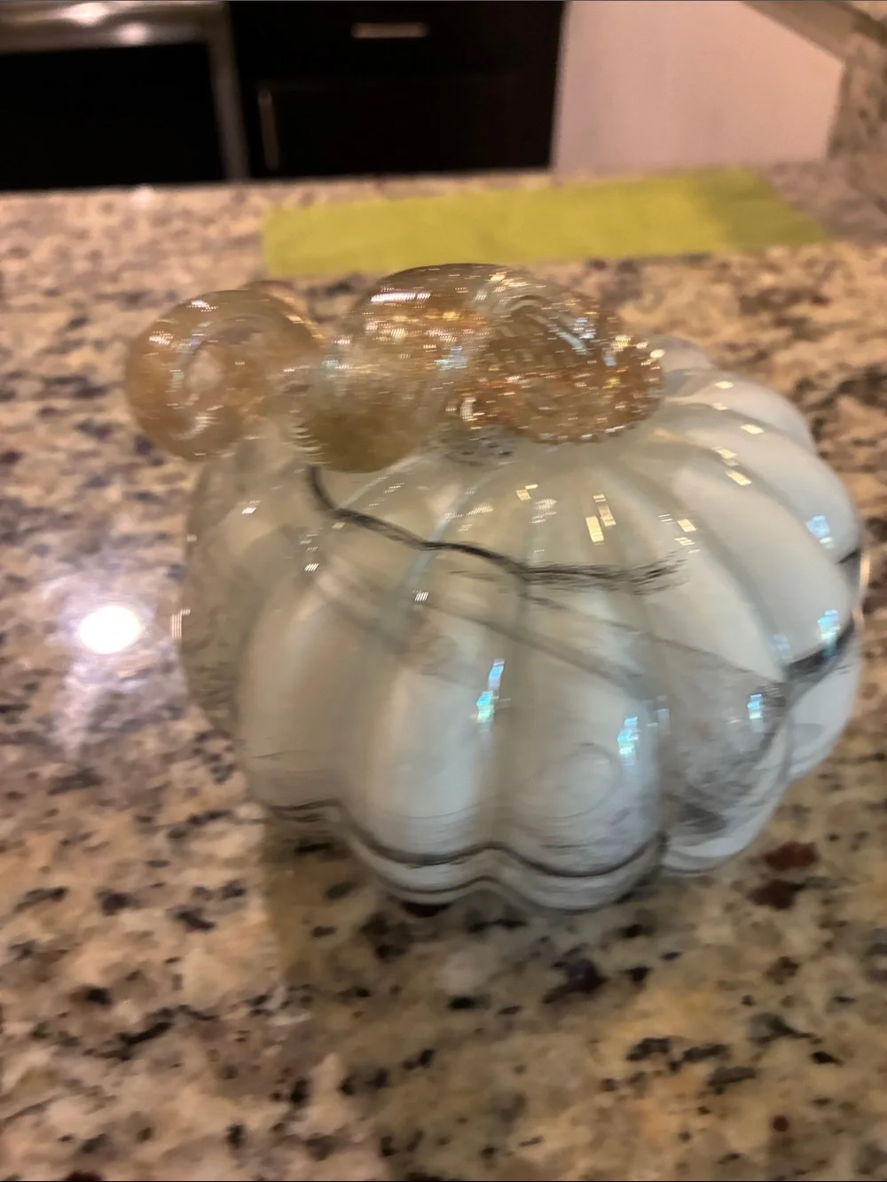 Handblown Glass Pumpkin Décor - Amber and White Marble Set